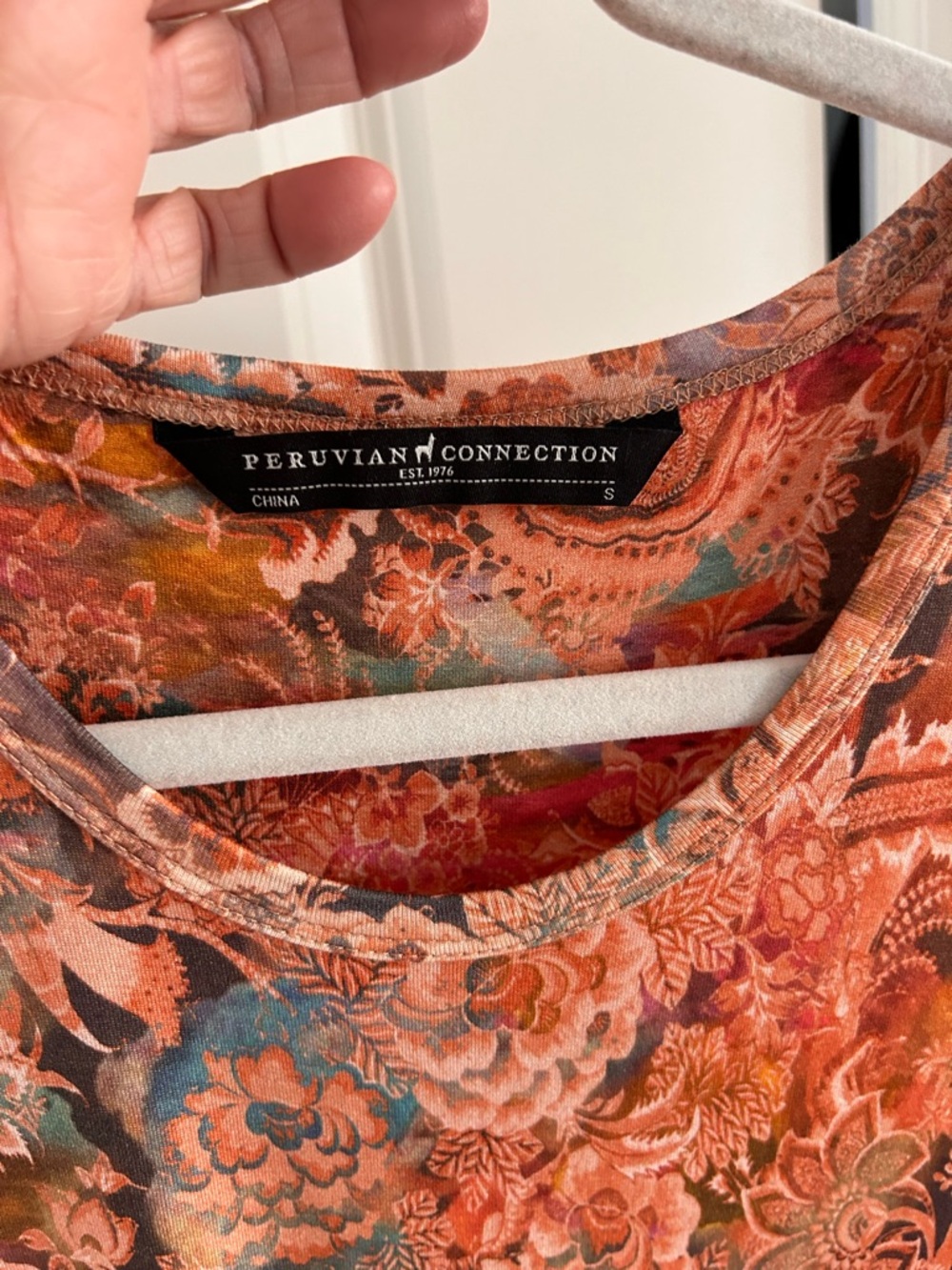 Peruvian Connection sleeveless maxi dress. Whimsical florals. Terracotta. Fairy - Picture 5 of 10